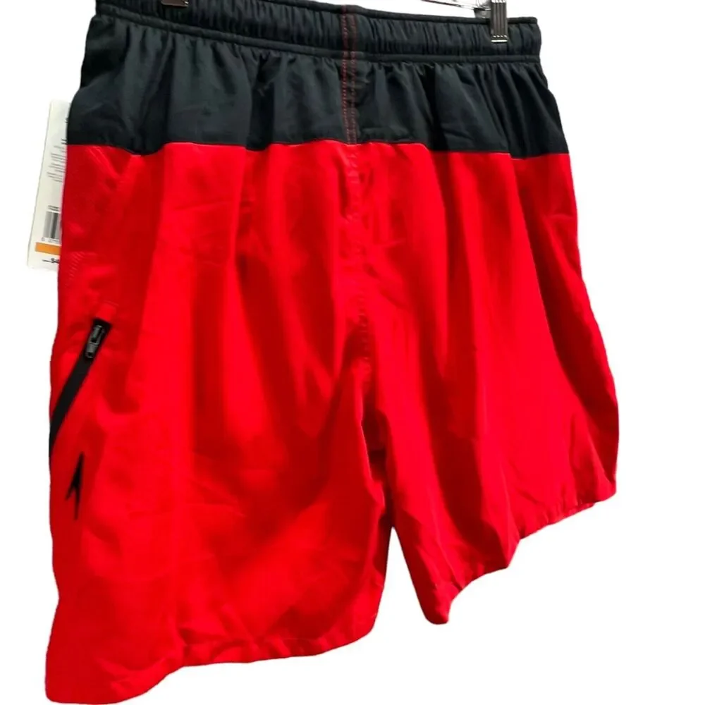 Speedo Swim Trunks Mens S Red‎ Aquagon Volley Board Shorts Beach Surf Travel NEW
